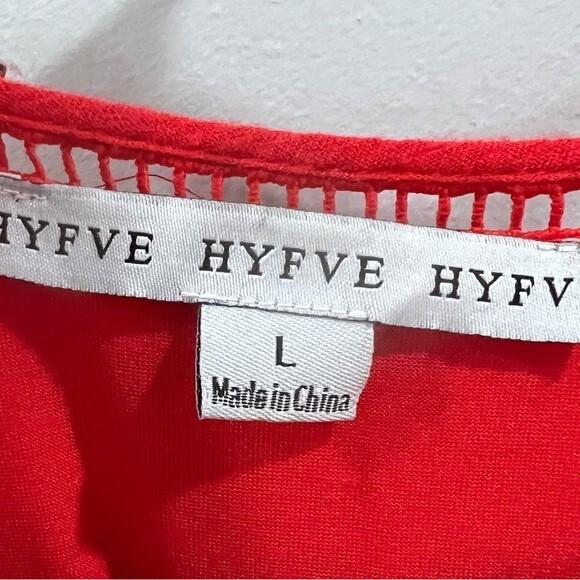 Hyfve red lace up ruffle dress size large - Picture 6 of 6